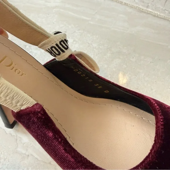 Authentic Dior burgundy velvet 'J'Adior' slingbacks - Picture 7 of 8